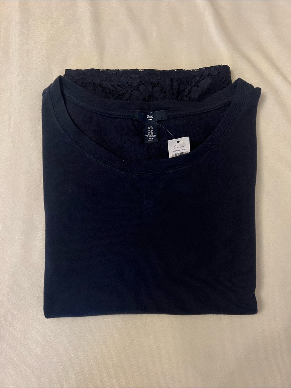 GAP Navy Women's Lace-Trim Sweatshirt